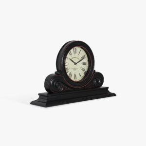 CLOCK MANTEL BLACK WOOD 48X12.4X30